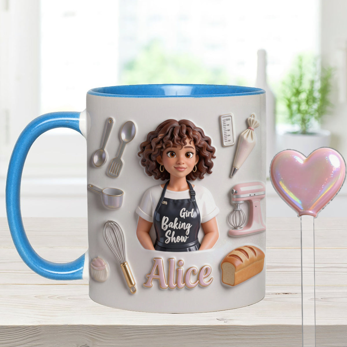 Love Baking - Personalized Baking Set Accent Mug with Acrylic Stirrers