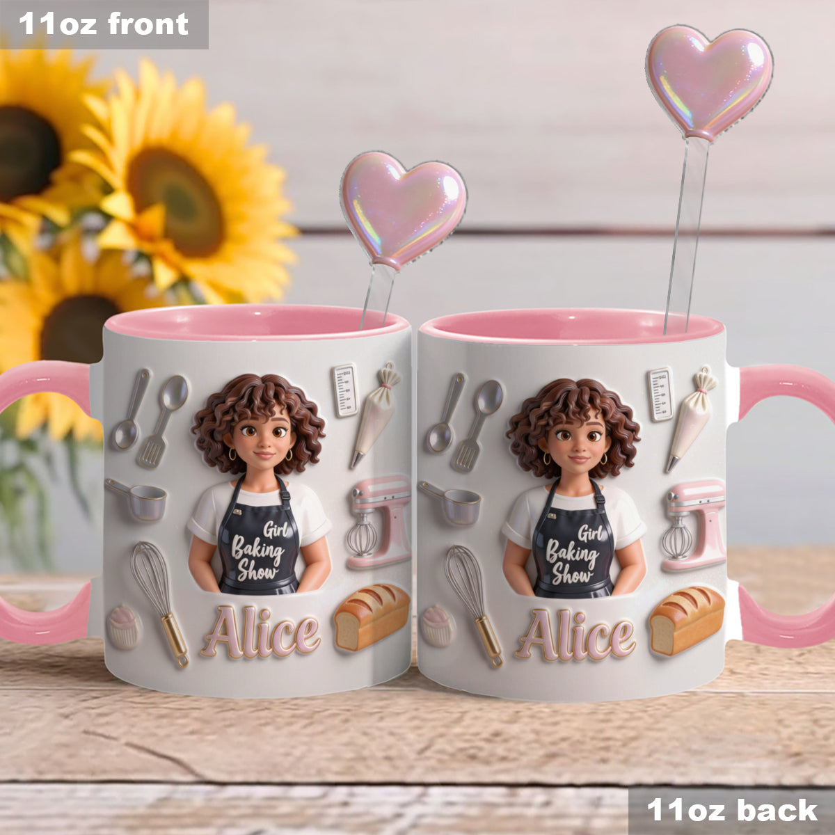 Love Baking - Personalized Baking Set Accent Mug with Acrylic Stirrers