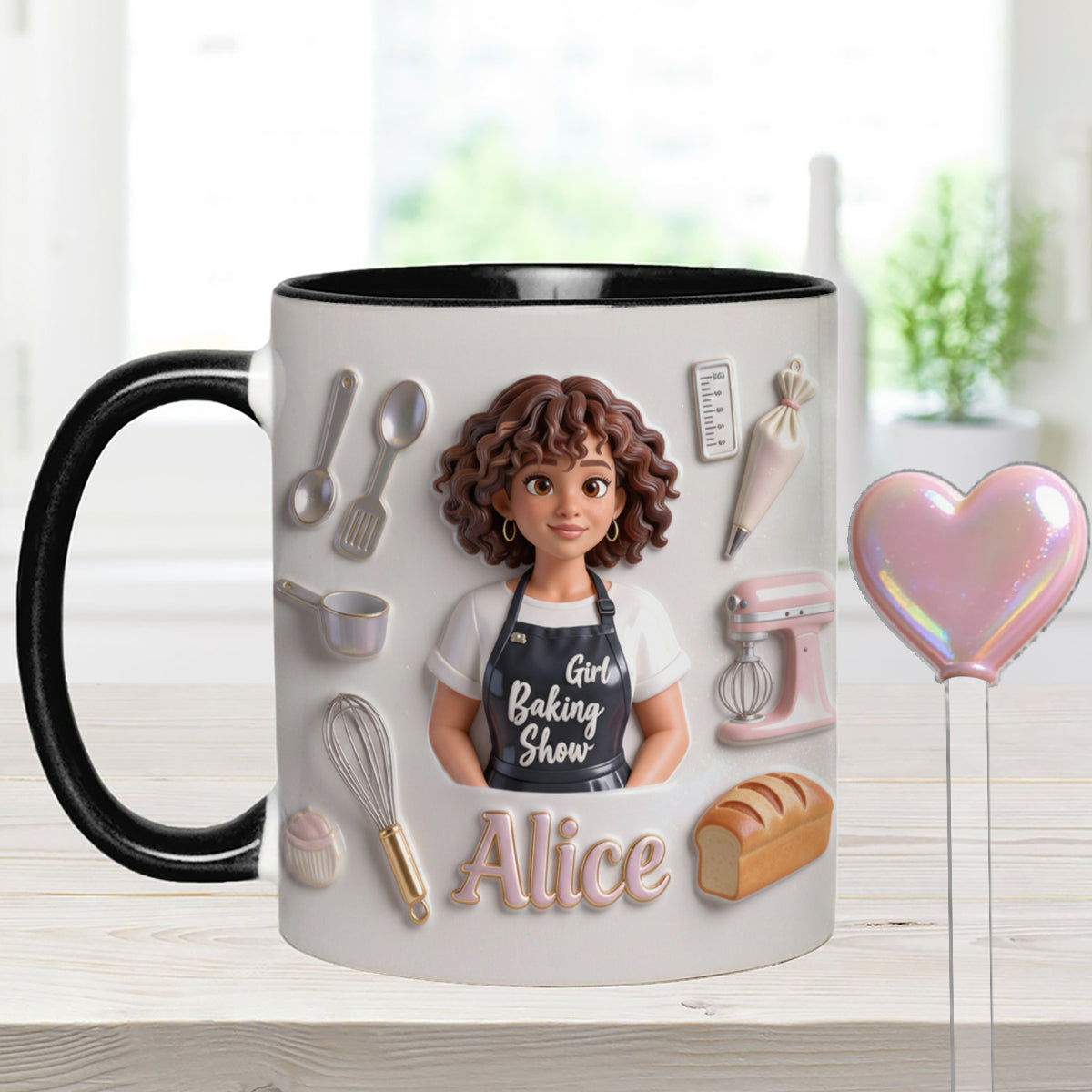 Love Baking - Personalized Baking Set Accent Mug with Acrylic Stirrers