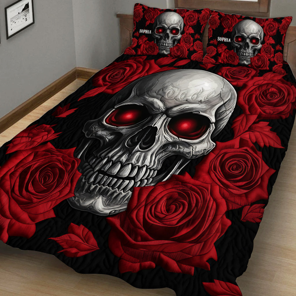 Skull and Roses - Personalized Skull Quilt Set