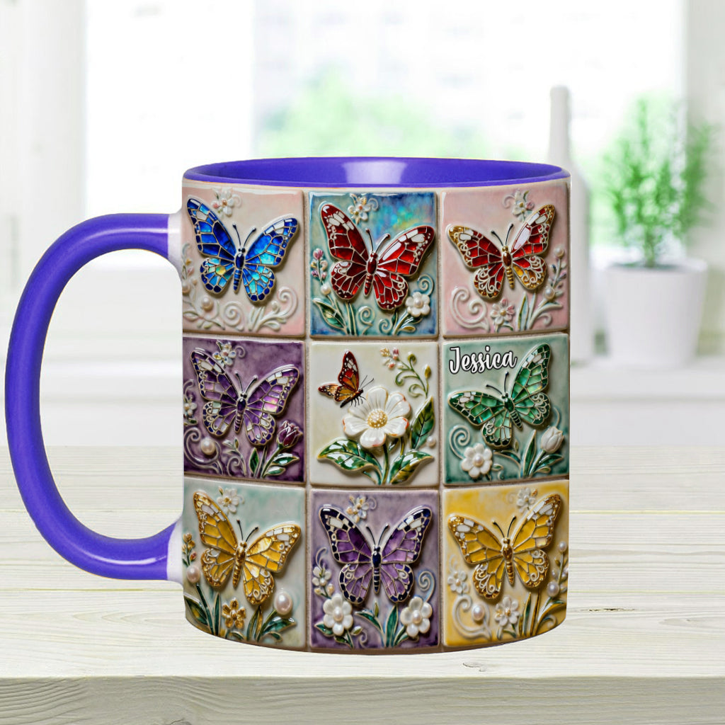 Love Butterflies - Personalized Butterfly Accent Mug