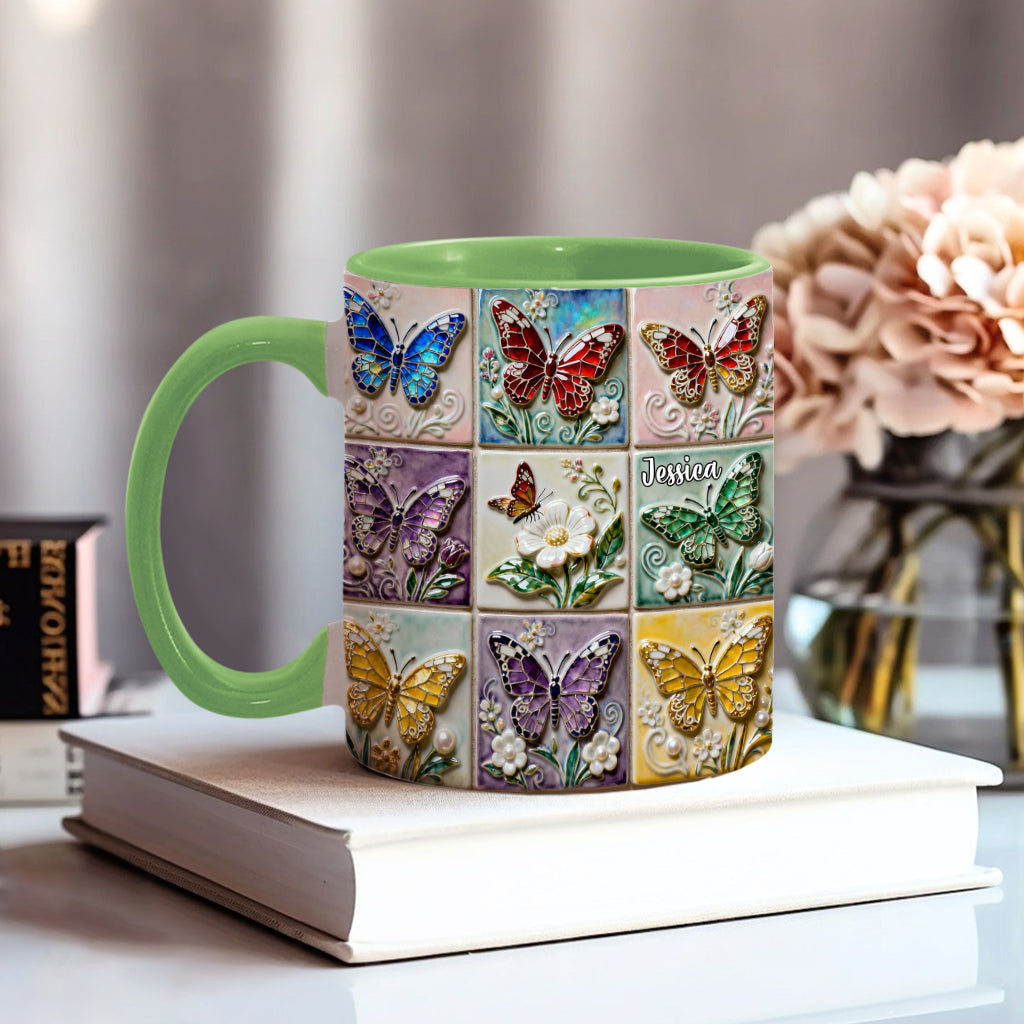 Love Butterflies - Personalized Butterfly Accent Mug
