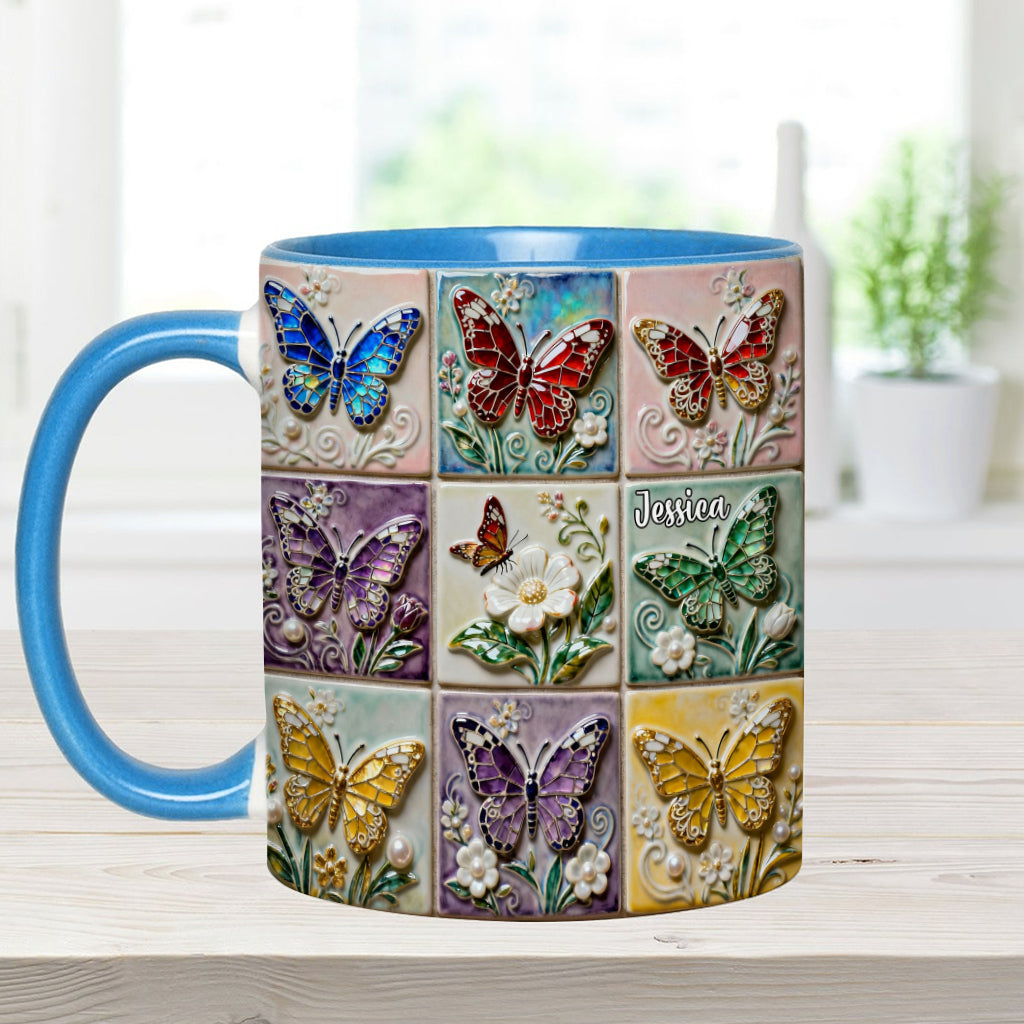 Love Butterflies - Personalized Butterfly Accent Mug
