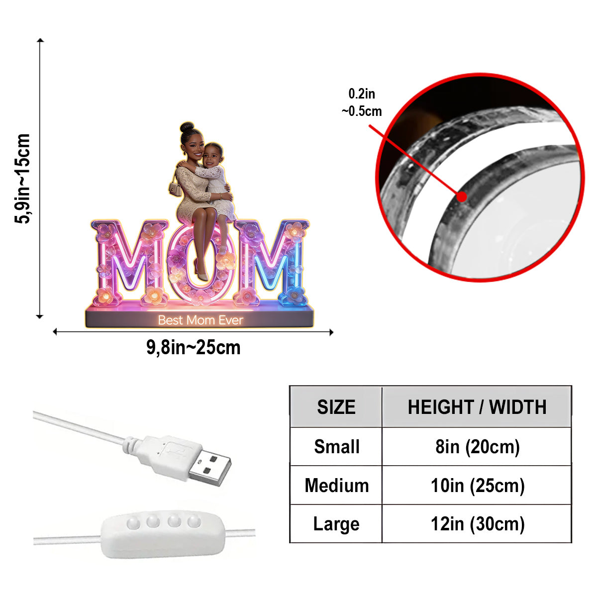 Personalisierte Foto - Individuelle Mutter Acryl LED Nachtlicht