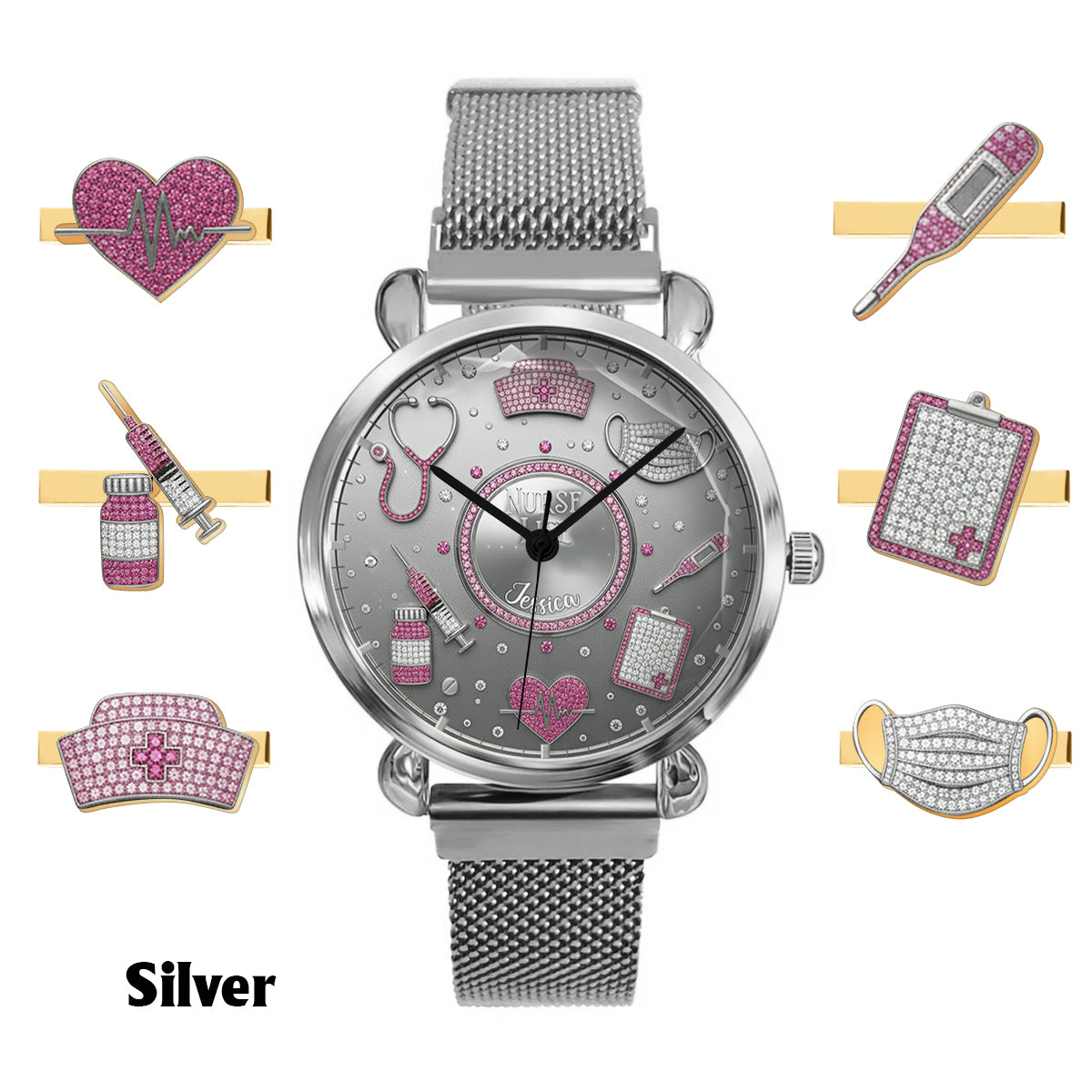 Love Nurse Life - Personalized Nurse Women Hand Watch With Strap Charms