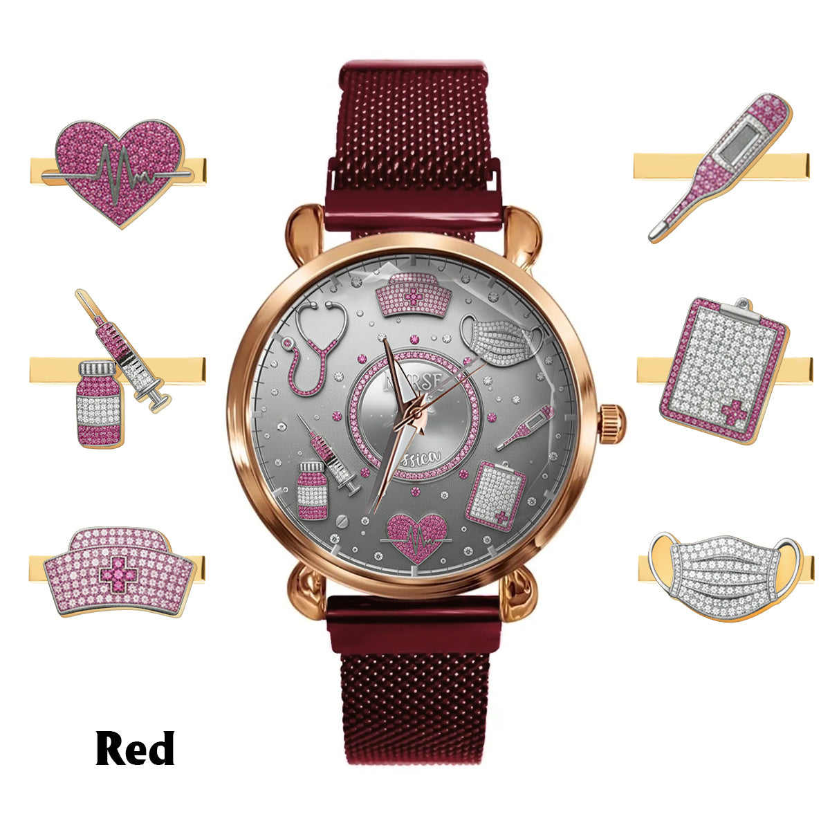 Love Nurse Life - Personalized Nurse Women Hand Watch With Strap Charms
