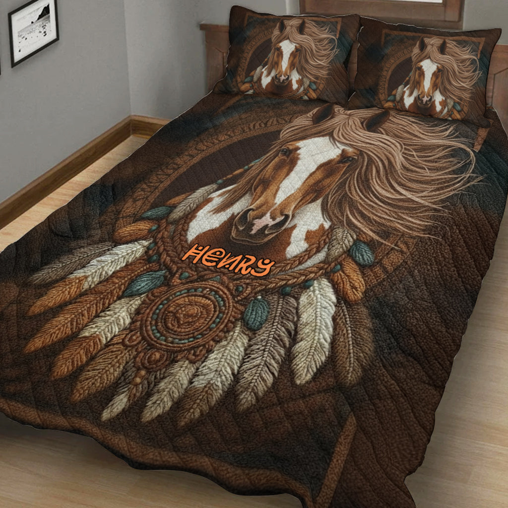 Native American Wolf - Personalized American Indian Quilt Set