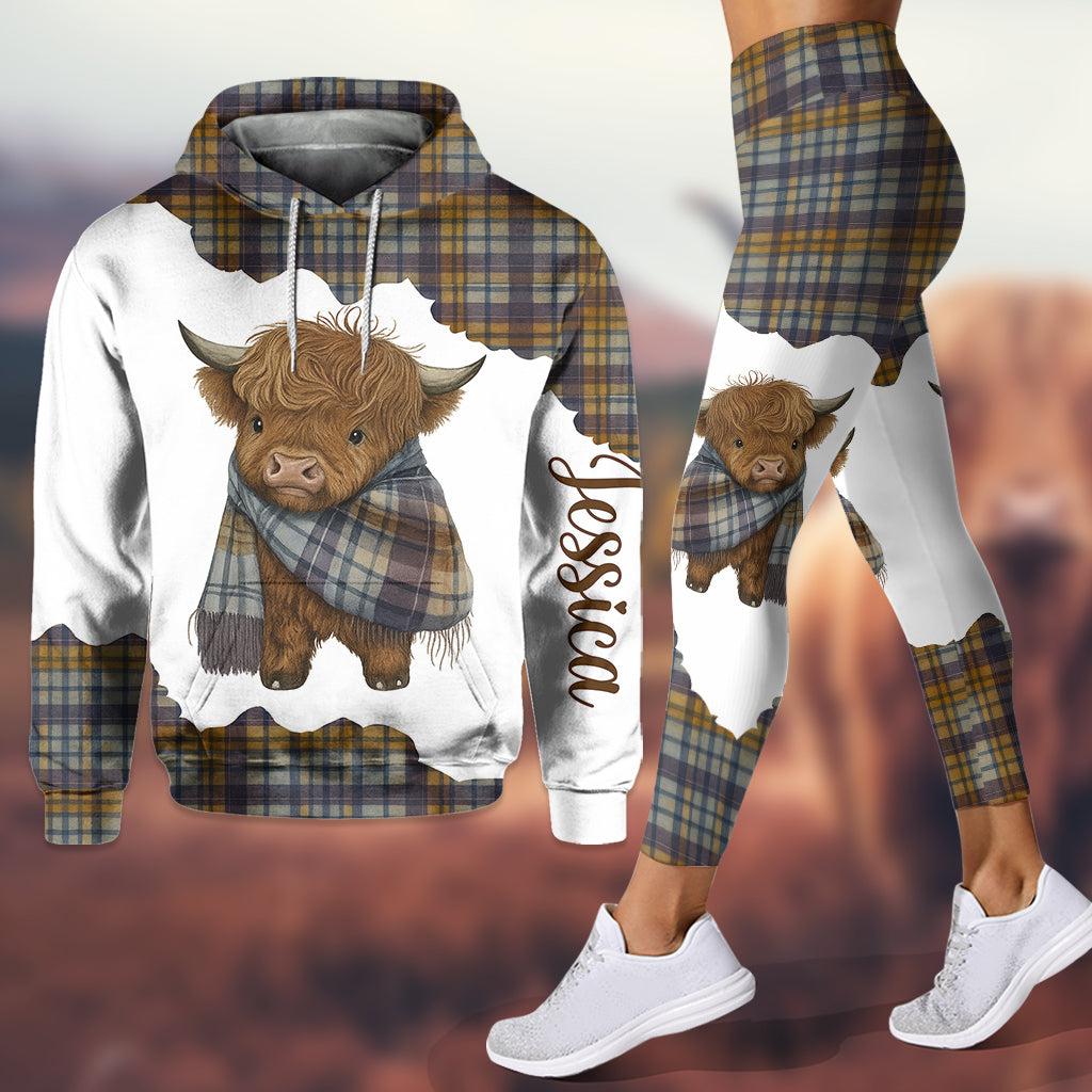 Adorable Highland Cow - Personalized Highland Cow Hoodie and Leggings