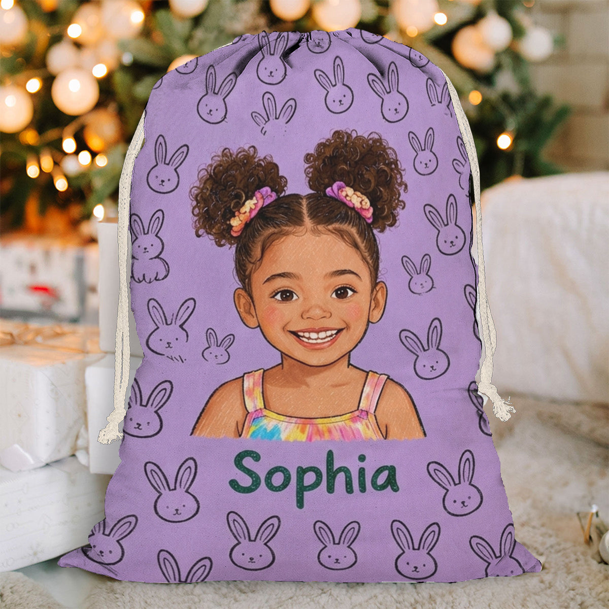 Cute Drawing - Personalized Kid Drawstring Tote Bag