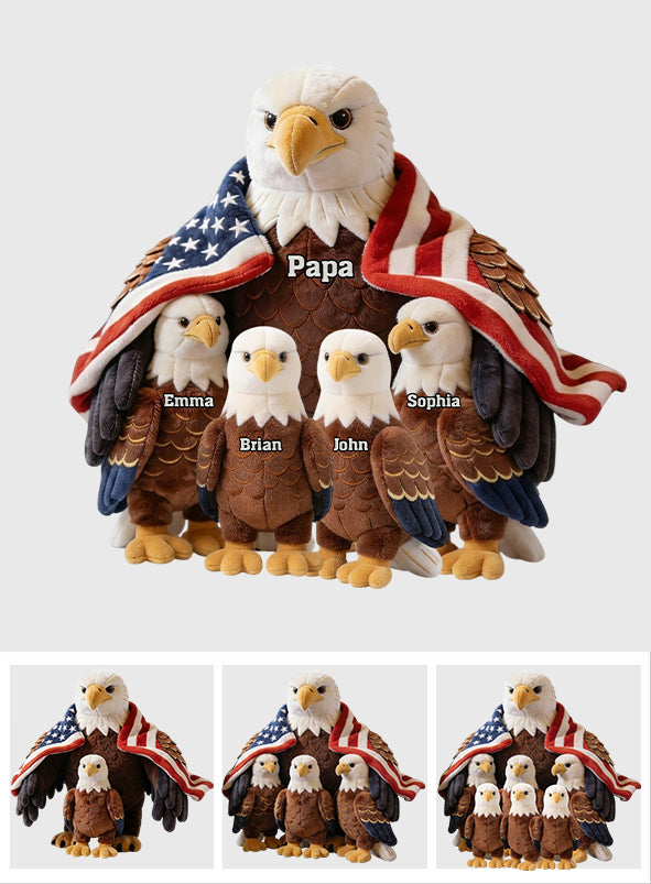 Coussin Personnalisé en Fourrure Synthétique - Aigle Royal Fort Papa/Mamie