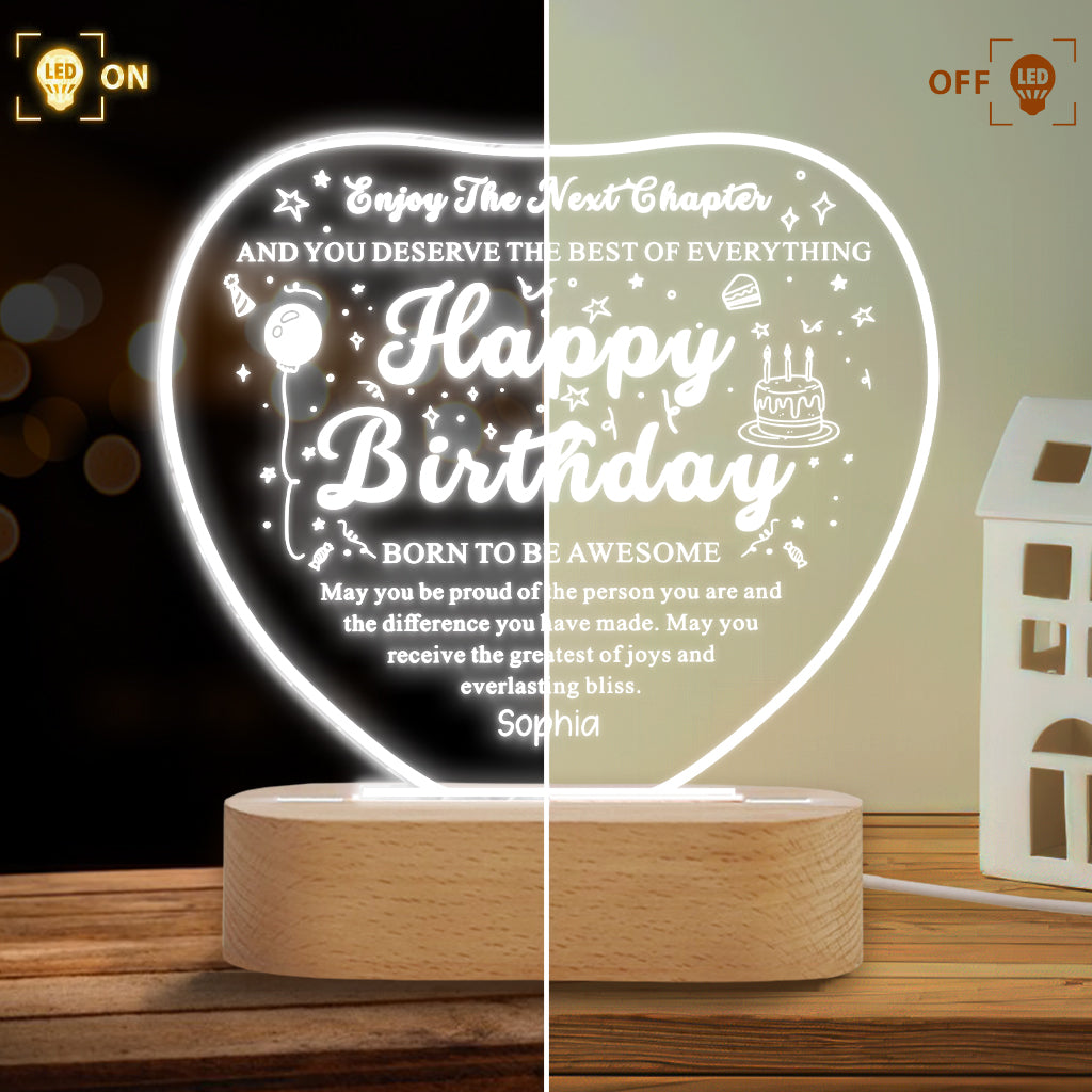 Happy Birthday - Personalized Birthday Shaped Plaque Light Base