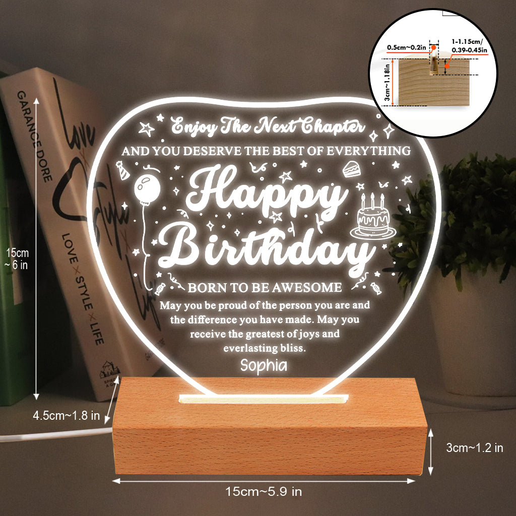 Happy Birthday - Personalized Birthday Shaped Plaque Light Base