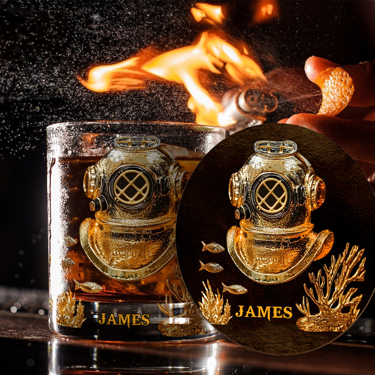 Scuba Diving Lovers Gift - Personalized Scuba Diving Whiskey Glass