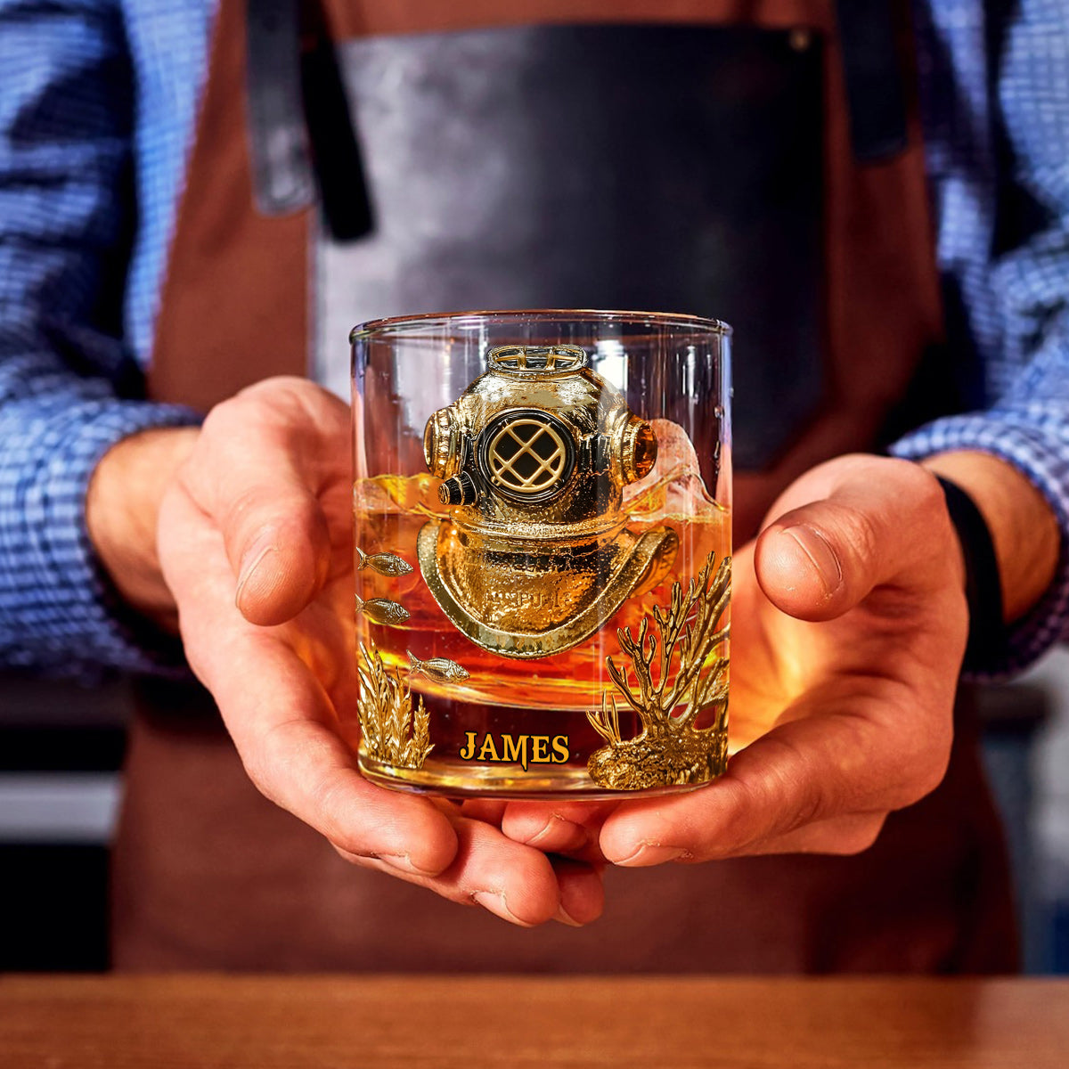 Scuba Diving Lovers Gift - Personalized Scuba Diving Whiskey Glass