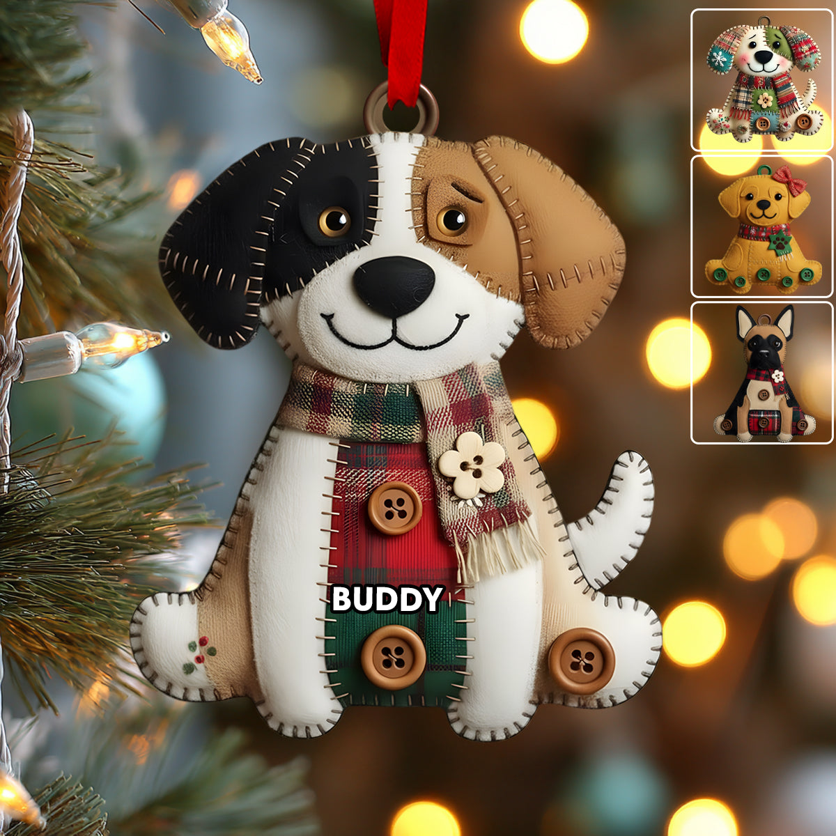 Dog Breeds Christmas Quilt - Personalized Dog Ornament