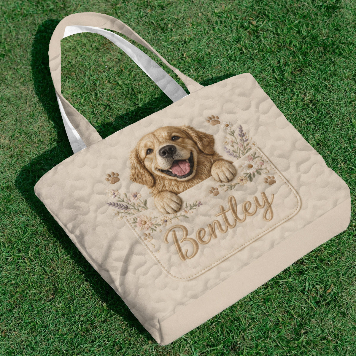 Peeking Pet - Personalized Dog Quilted Tote Bag