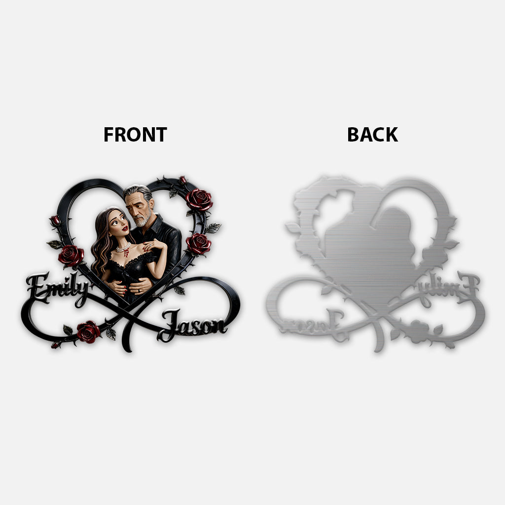 Gothic Theme Rose & Thrones Wall Art For Couple, King of the Perky Goths Style Wall Decor - Personalized Couple 3D Printed Cut Metal Sign