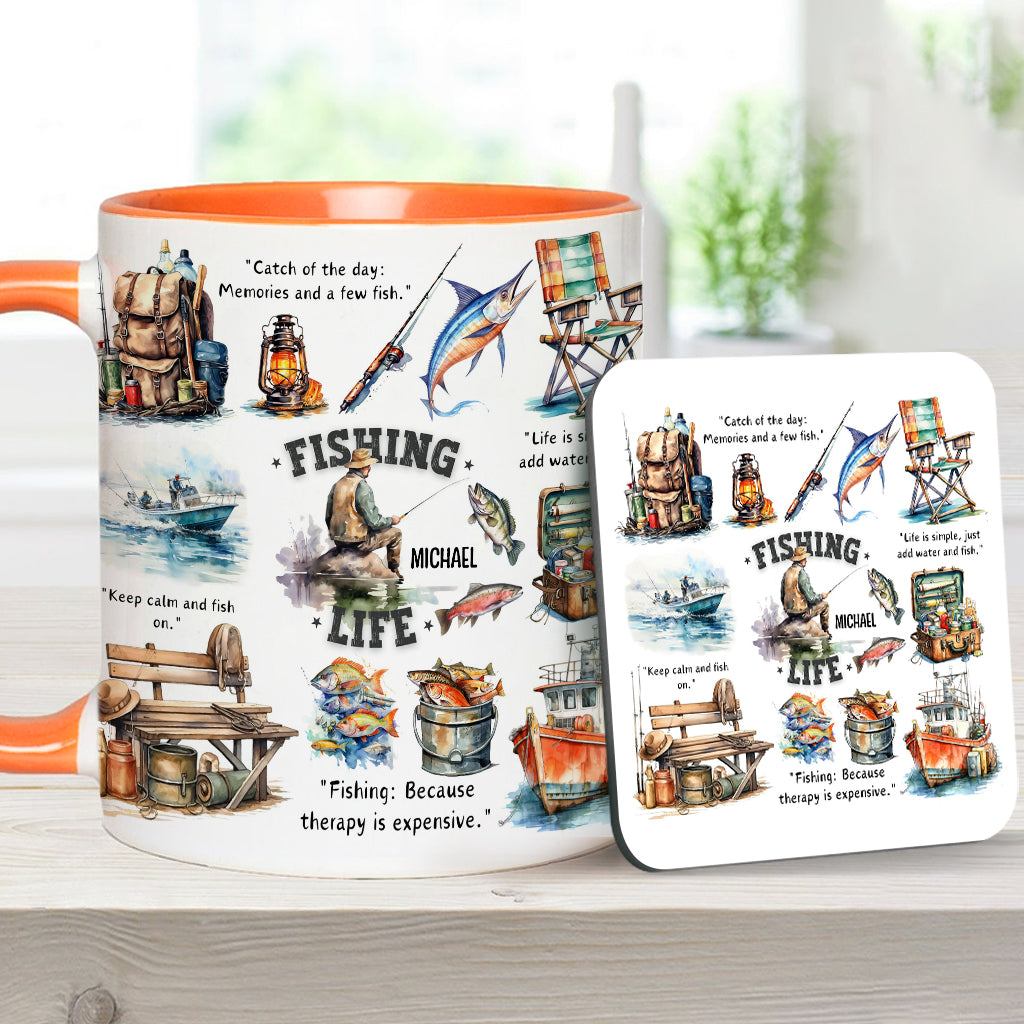 Love Fishing - Personalized Fishing Accent Mug