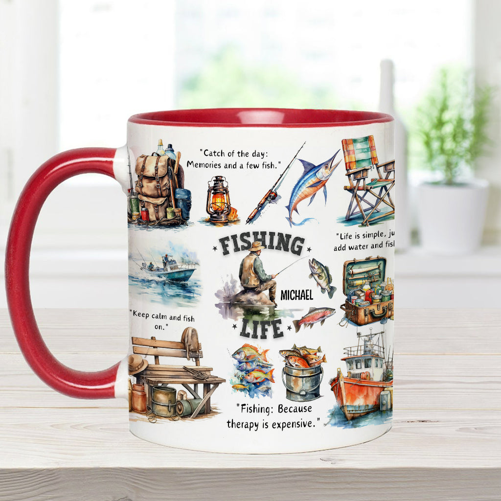 Love Fishing - Personalized Fishing Accent Mug