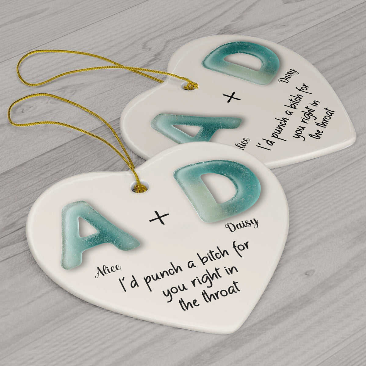 Christmas Congrats On Being My Bestie - Personalized Bestie Ceramic Heart Ornament