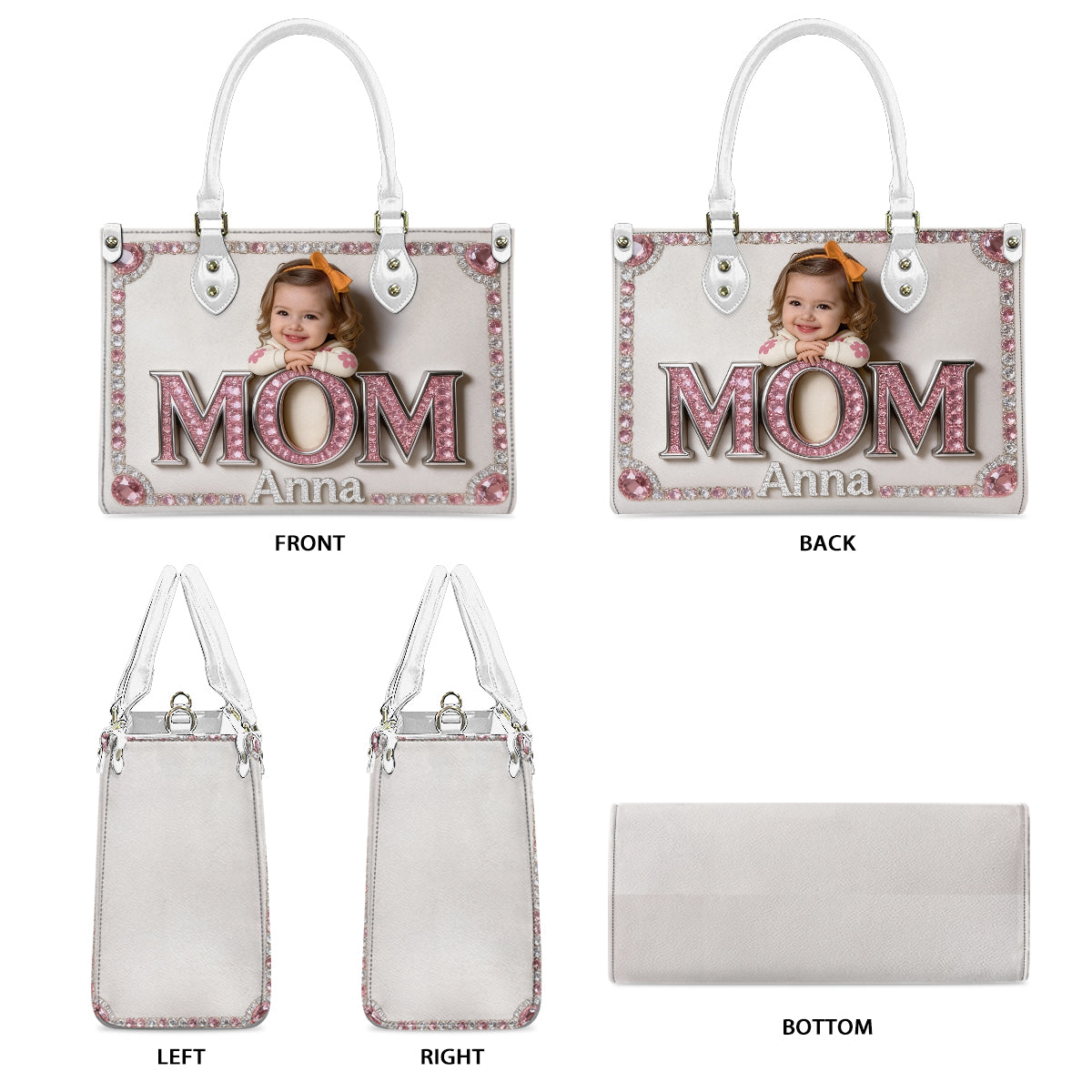Geschenk zum Muttertag, individuell aus jedem Foto - Personalisierte Lederhandtasche für Mütter