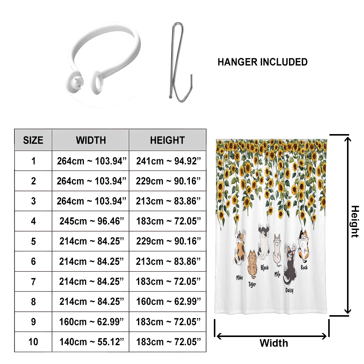 Cute Cats And Sunflowers - Personalized Cat Blackout Window Curtain/ Drapes Set