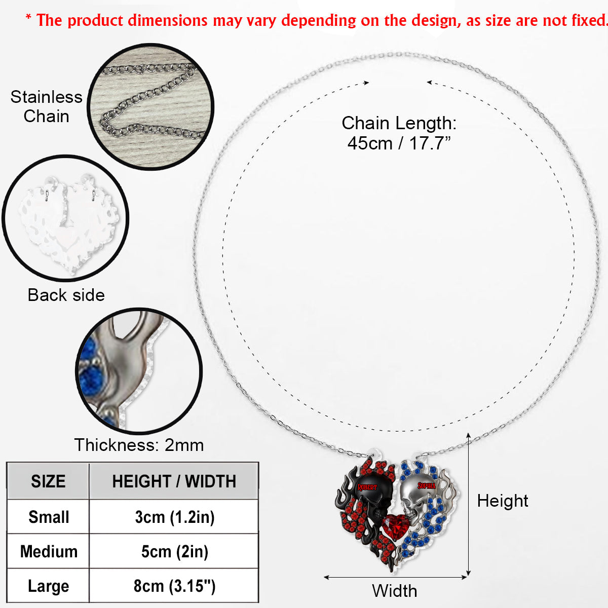 Toi et moi, on gère ! - Collier pendentif personnalisé en forme de crâne