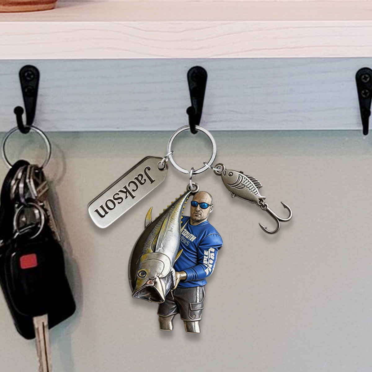Custom Keychain For Fishing Lover - Personalized Fishing Keychain With Charms