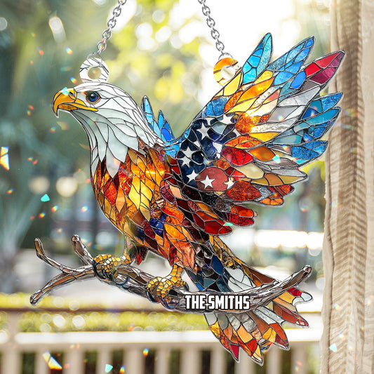 Que Dieu bénisse l'Amérique - Ornement attrape-soleil personnalisé à suspendre à la fenêtre pour la fête de l'indépendance/le 4 juillet 