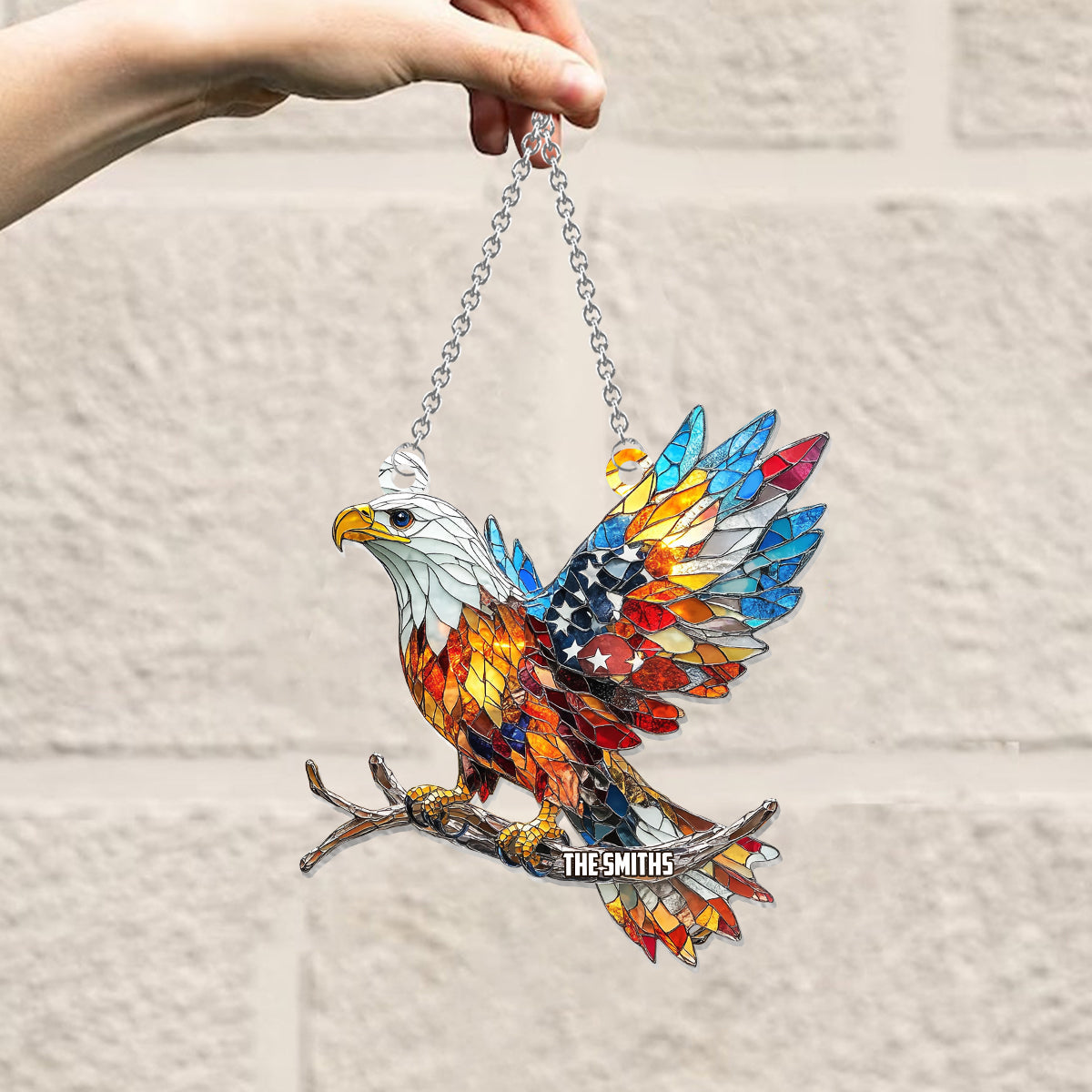 Que Dieu bénisse l'Amérique - Ornement attrape-soleil personnalisé à suspendre à la fenêtre pour la fête de l'indépendance/le 4 juillet 