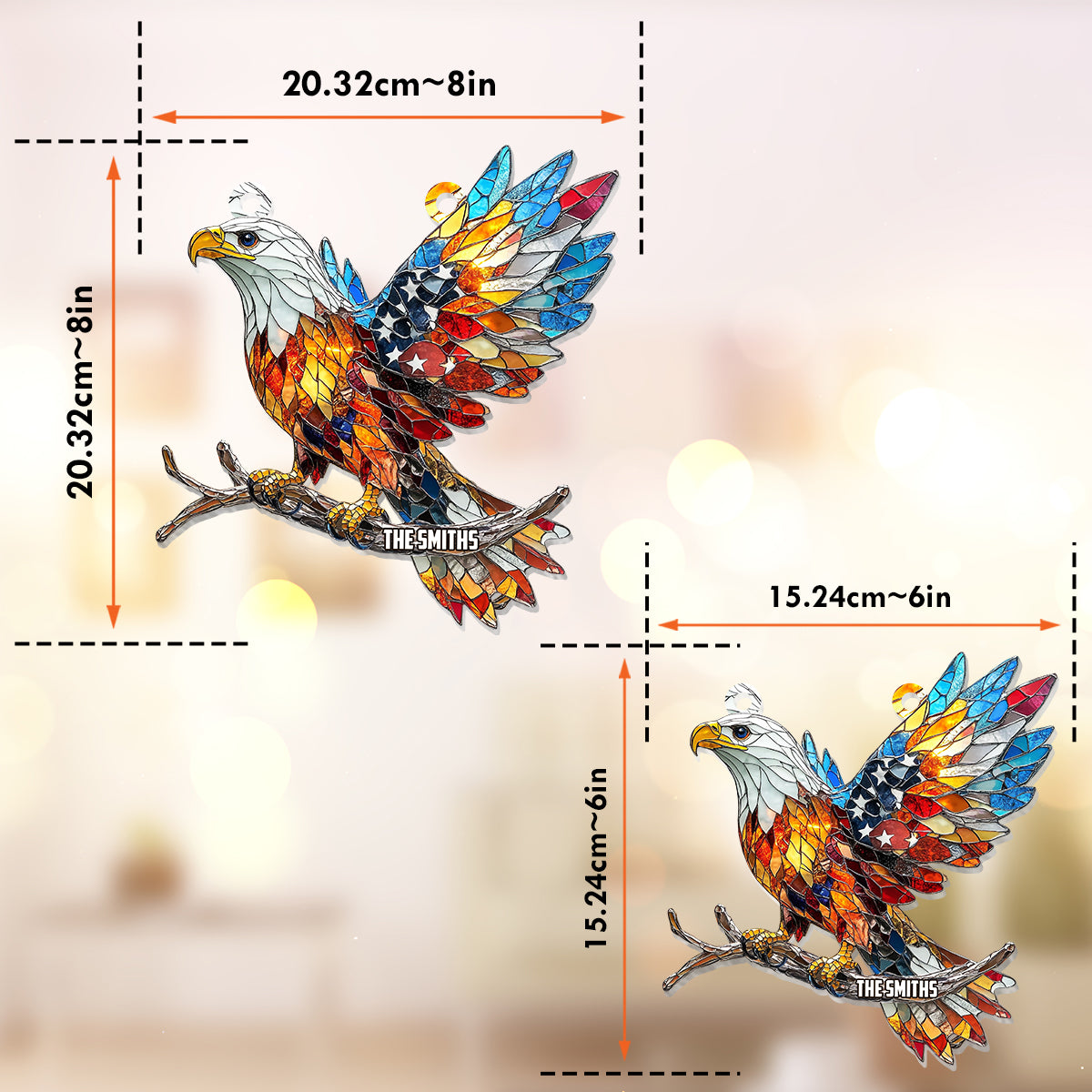 Que Dieu bénisse l'Amérique - Ornement attrape-soleil personnalisé à suspendre à la fenêtre pour la fête de l'indépendance/le 4 juillet 