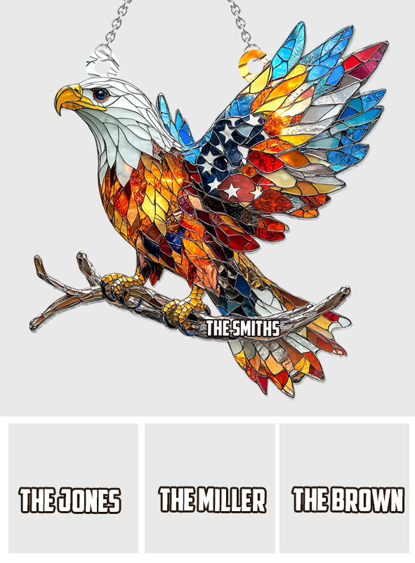 Que Dieu bénisse l'Amérique - Ornement attrape-soleil personnalisé à suspendre à la fenêtre pour la fête de l'indépendance/le 4 juillet 