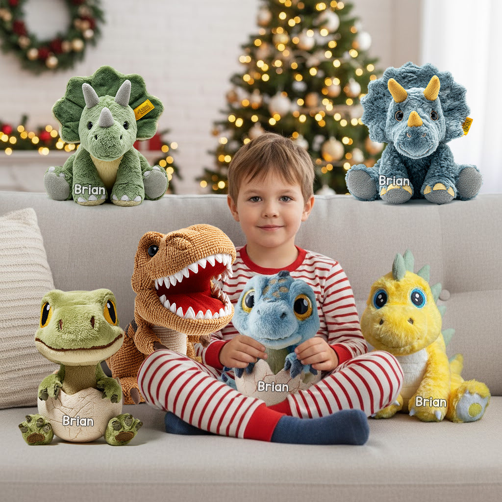 Love Dinosaur - Personalized Kid Faux Fur Shaped Pillow