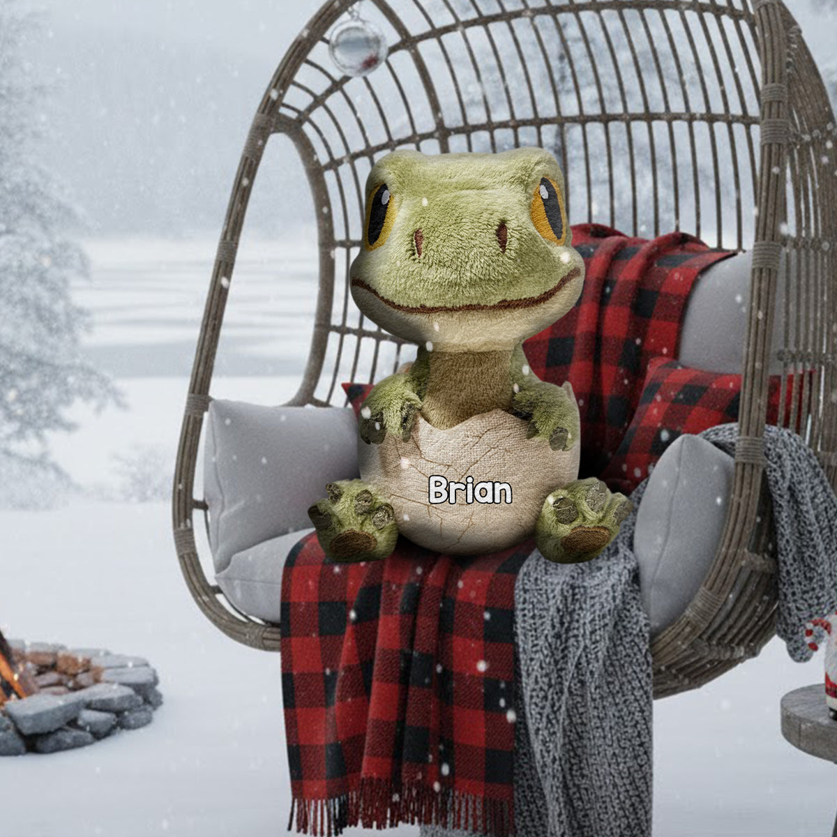 Love Dinosaur - Personalized Kid Faux Fur Shaped Pillow