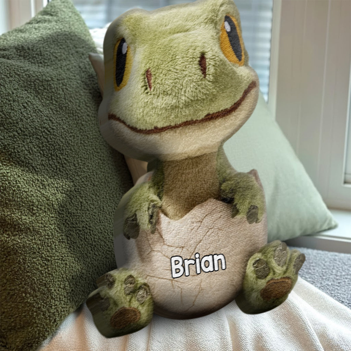 Love Dinosaur - Personalized Kid Faux Fur Shaped Pillow