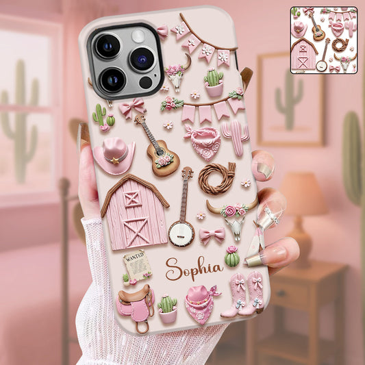 Coque de téléphone personnalisée avec imprimé intégral « Cowgirl rose »