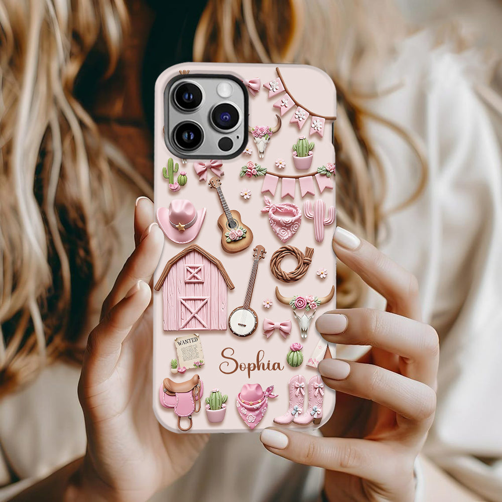 Coque de téléphone personnalisée avec imprimé intégral « Cowgirl rose »