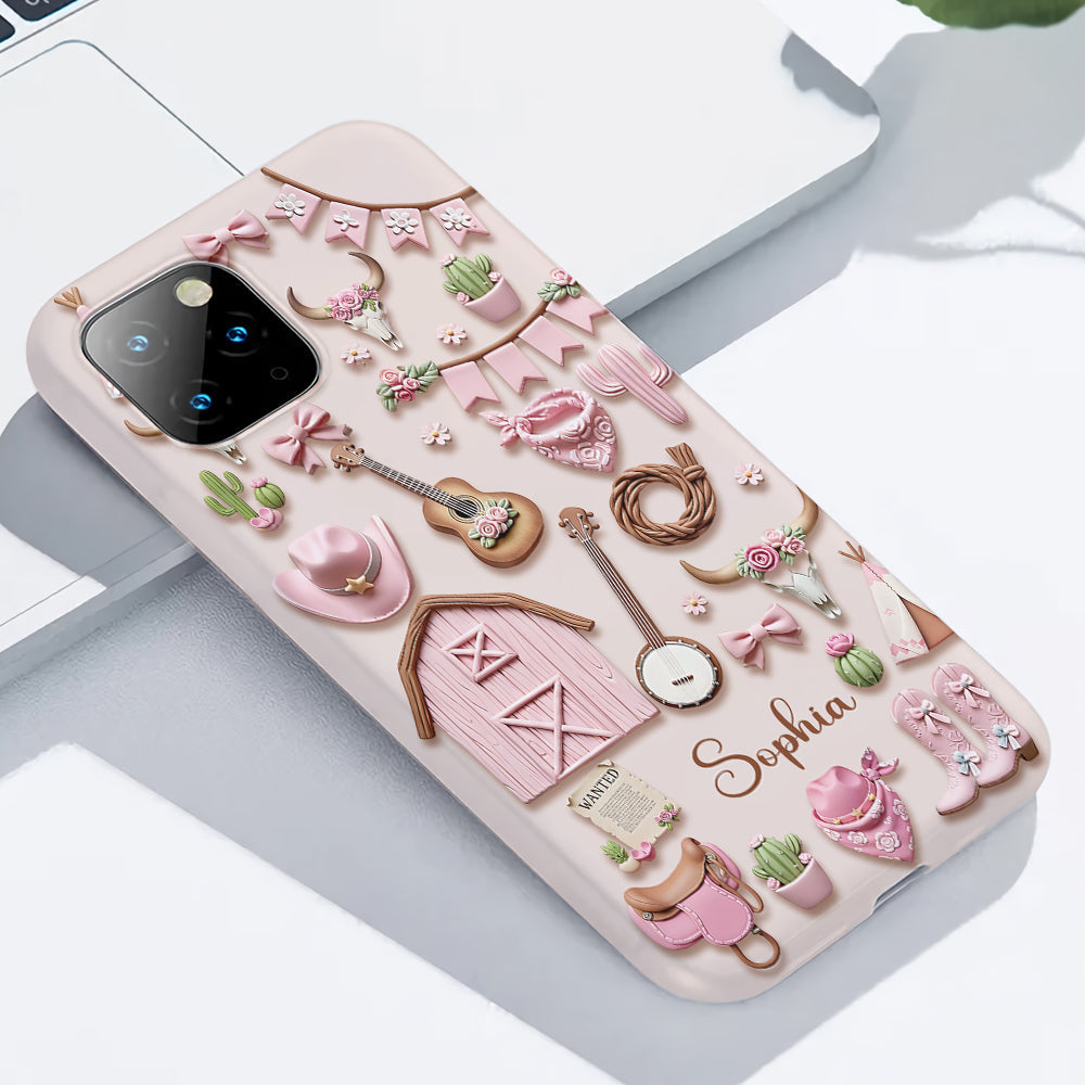 Coque de téléphone personnalisée avec imprimé intégral « Cowgirl rose »