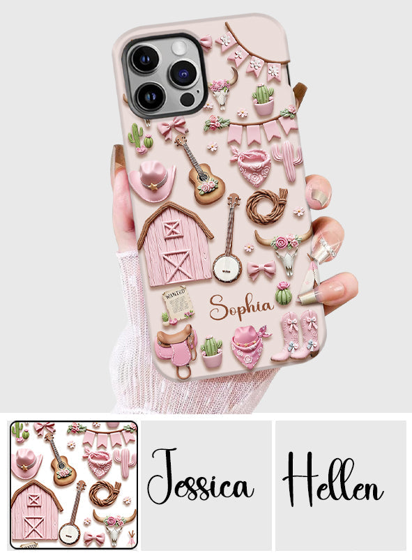 Coque de téléphone personnalisée avec imprimé intégral « Cowgirl rose »
