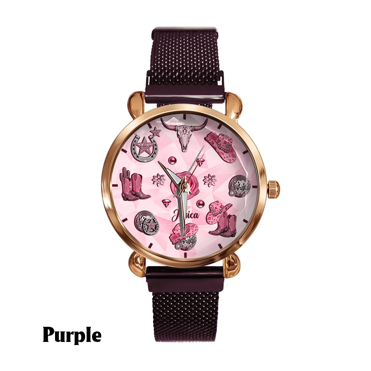 Funkelndes Cowgirl – Personalisierte Cowgirl-Damenhanduhr 