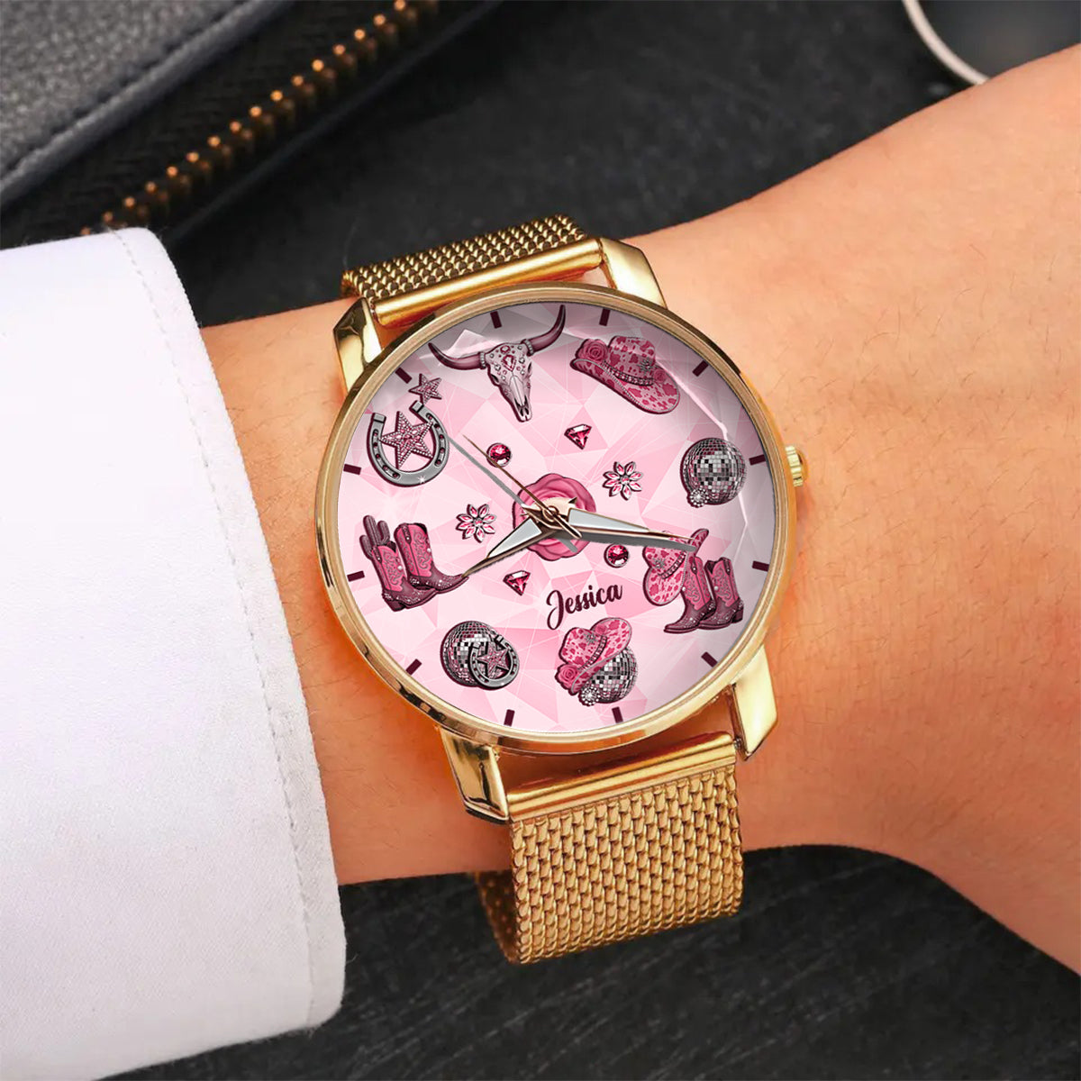 Funkelndes Cowgirl – Personalisierte Cowgirl-Damenhanduhr 