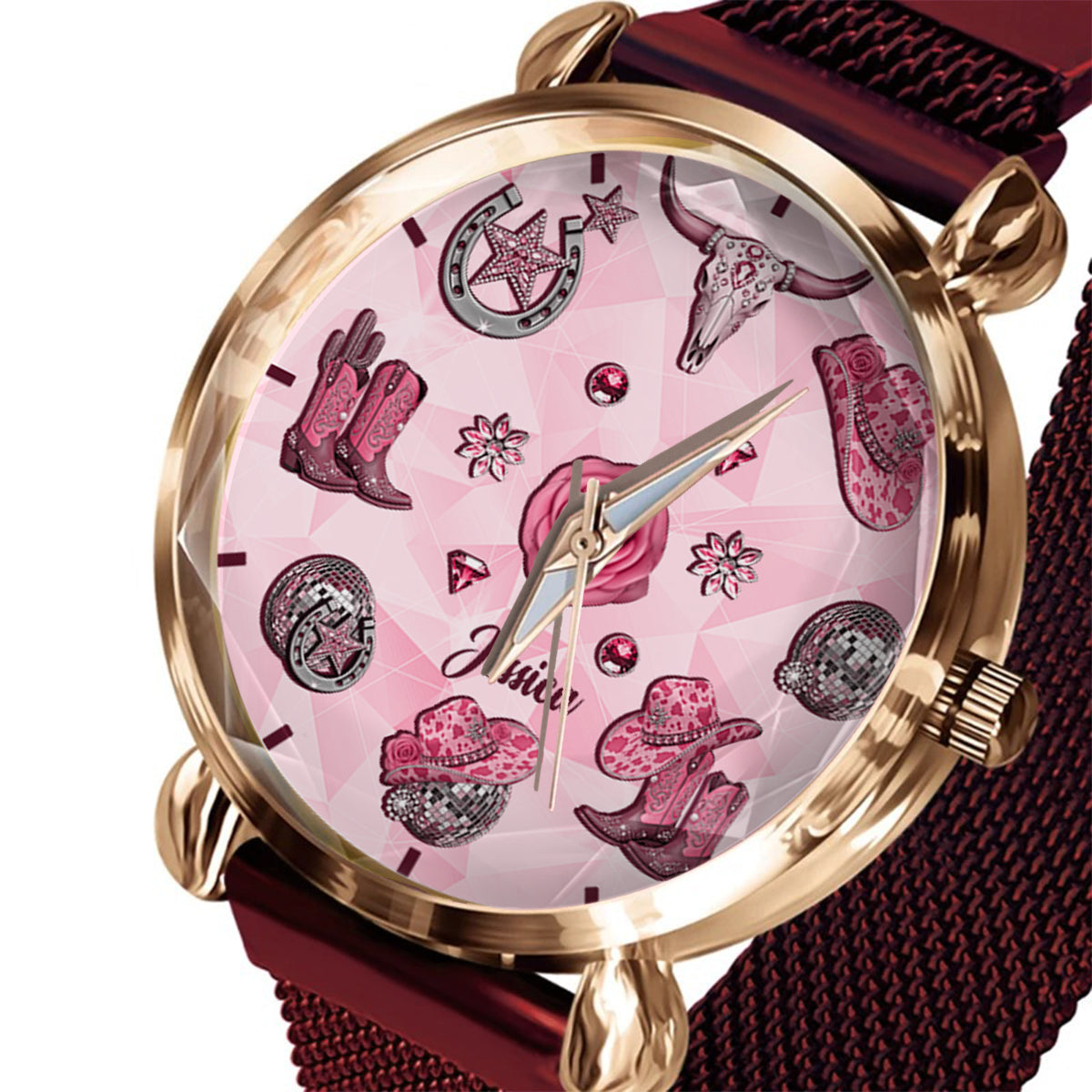 Funkelndes Cowgirl – Personalisierte Cowgirl-Damenhanduhr 
