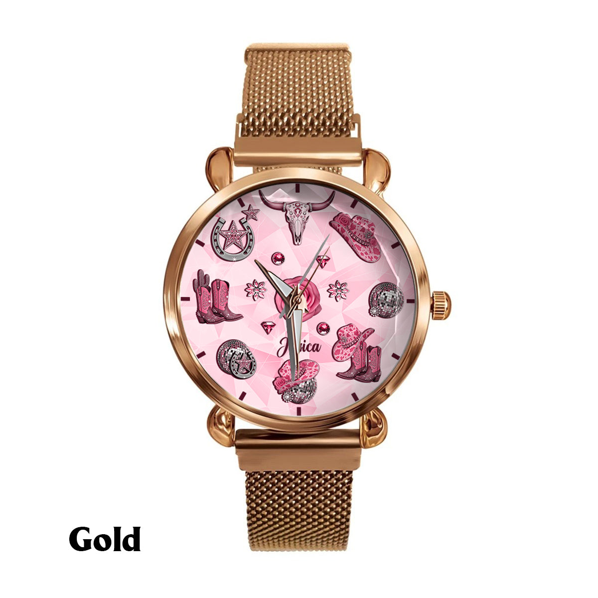 Funkelndes Cowgirl – Personalisierte Cowgirl-Damenhanduhr 