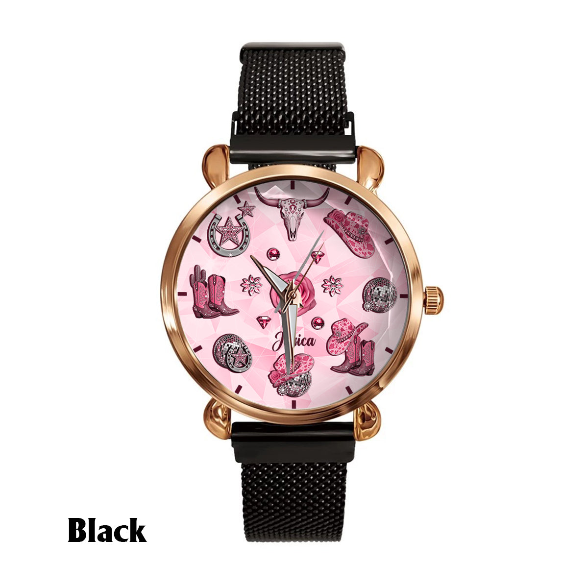 Funkelndes Cowgirl – Personalisierte Cowgirl-Damenhanduhr 