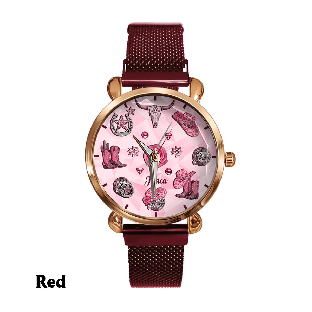 Funkelndes Cowgirl – Personalisierte Cowgirl-Damenhanduhr 