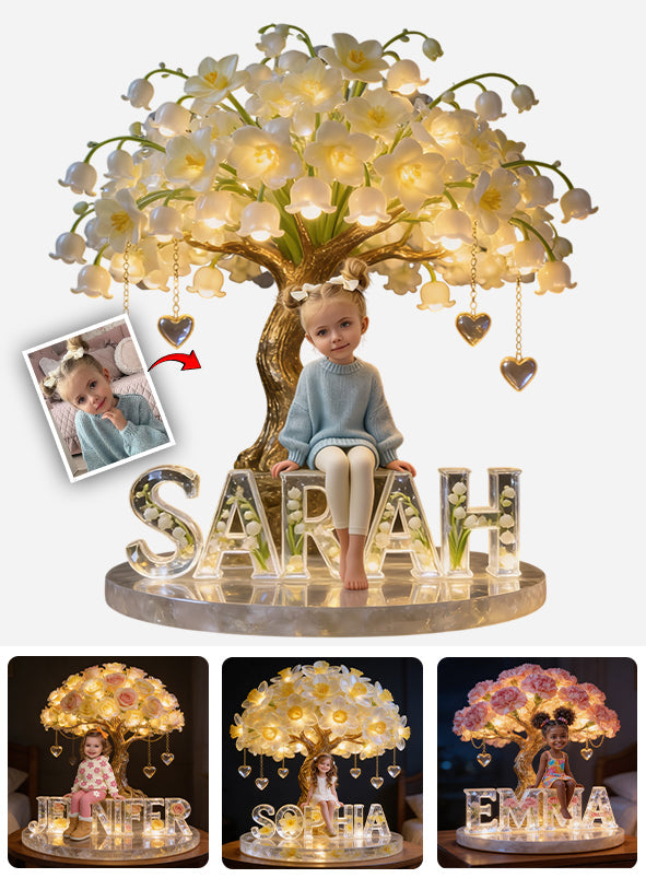 Custom Any Photo & Birthmonth Flower - Personalized Kid Acrylic LED Night Light