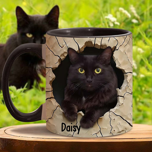 Love Black Cat - Personalized Black Cat Accent Mug