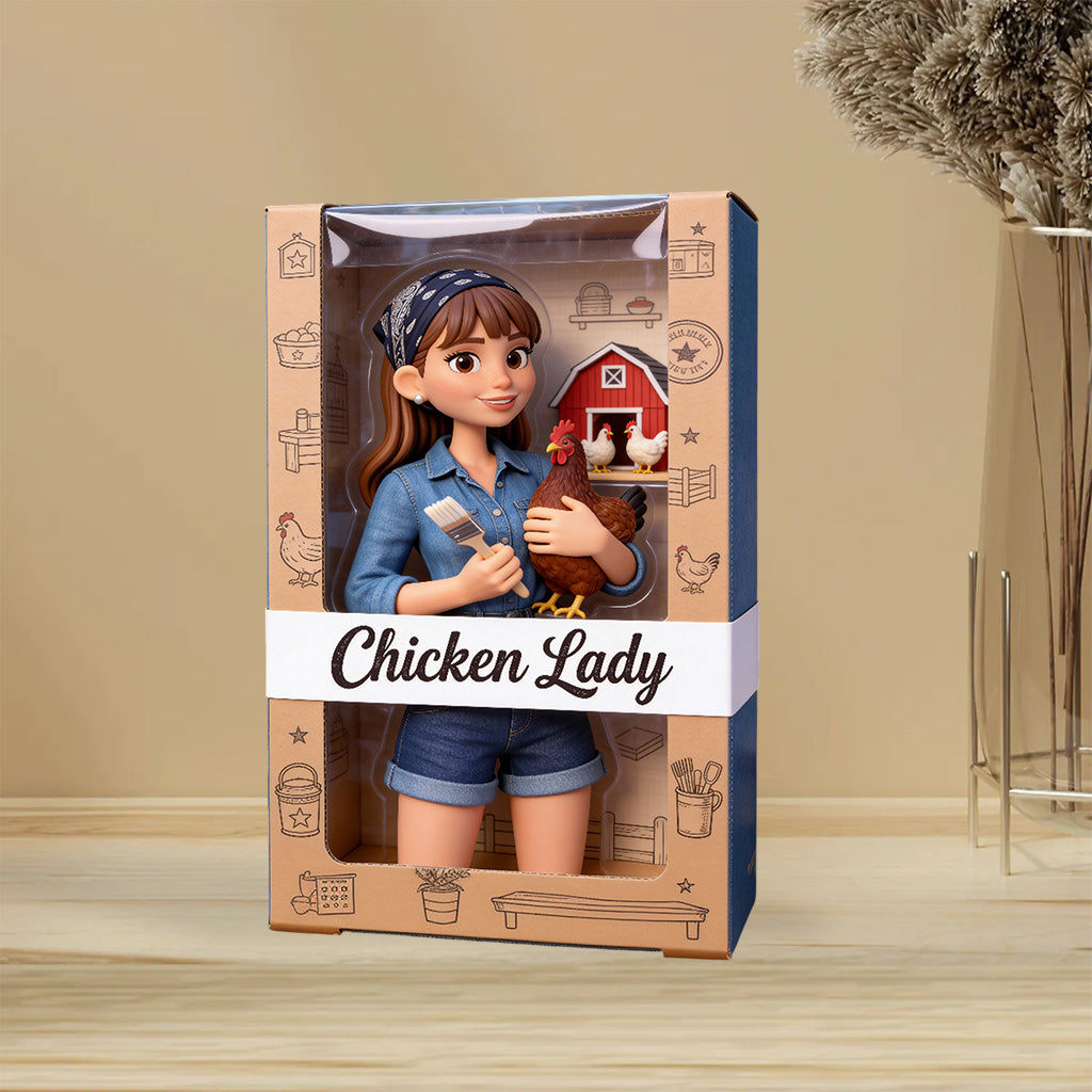 Chicken Lady – Personalisierte Acrylplakette in Hühnerform