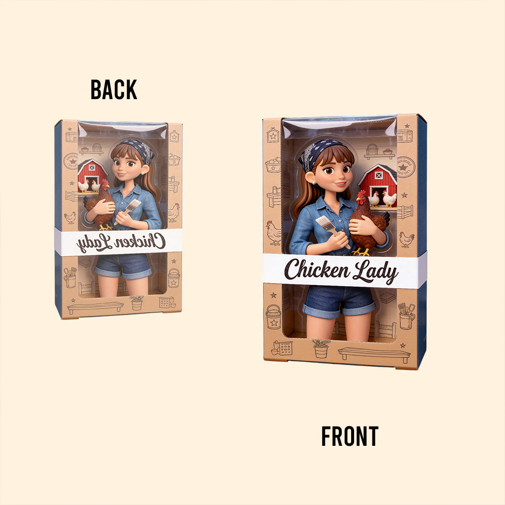 Chicken Lady – Personalisierte Acrylplakette in Hühnerform