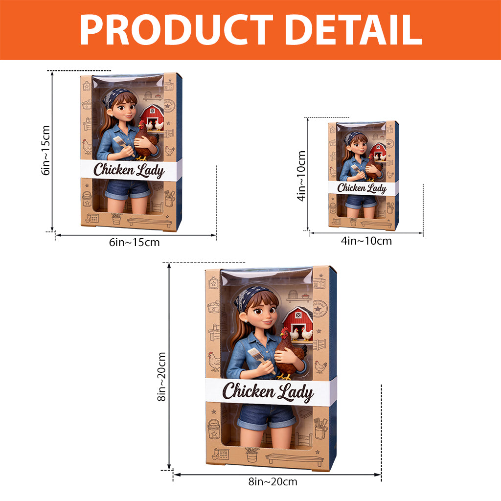 Chicken Lady – Personalisierte Acrylplakette in Hühnerform